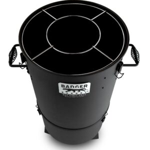 Badger Barrel BBQ - 16" Drum Style Smoker | 2-Tier BBQ Hibachi Grill | Includes 6 hooks, Hanging Rack, Grill Grate and More | Badgers Not Butterflies