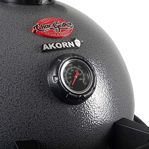 Char-Griller® AKORN® Jr. Portable Kamado Charcoal Grill and Smoker with Cast Iron Grates and Locking Lid with 155 Cooking Square Inches in Ash, Model E86714