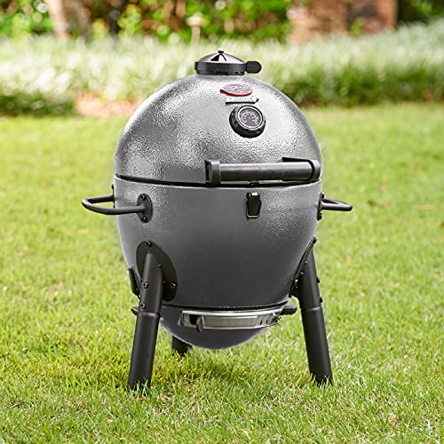 Char-Griller® AKORN® Jr. Portable Kamado Charcoal Grill and Smoker with Cast Iron Grates and Locking Lid with 155 Cooking Square Inches in Ash, Model E86714