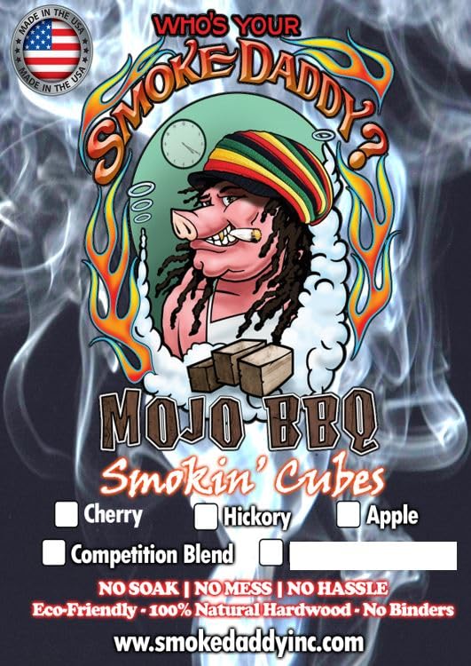 Smoke Daddy *New MoJo BBQ Smokin' Cubes - 3 Pack (Competition Blend, Cherry, and Hickory) - Add Smoke to Your Grill or Smoker - Made in The USA in Small Batches