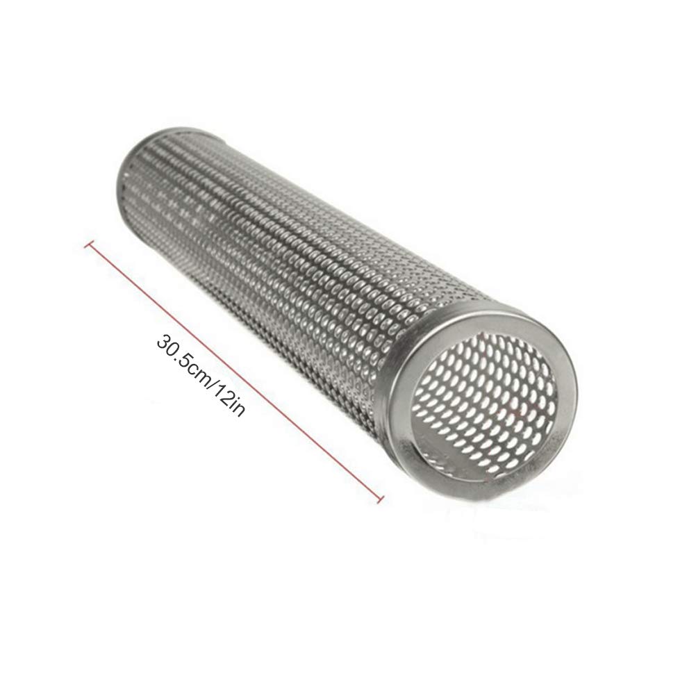 Stainless Steel Smoker Tube, Outdoor Round Barbecue Smoker Generator, High Temperature Resistance for Nuts, Coffee Beans, and More (Silver)