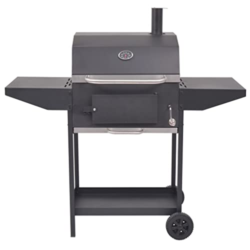 Matalde BBQ Charcoal Smoker with Base Rack, Charcoal Grill, Portable Grill, Outdoor Grill with Wheels, For Outdoor BBQ Cooking BBQ Camping, Black 50" x 25.2" x 49.2"