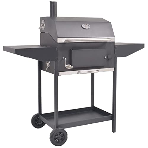 Matalde BBQ Charcoal Smoker with Base Rack, Charcoal Grill, Portable Grill, Outdoor Grill with Wheels, For Outdoor BBQ Cooking BBQ Camping, Black 50" x 25.2" x 49.2"