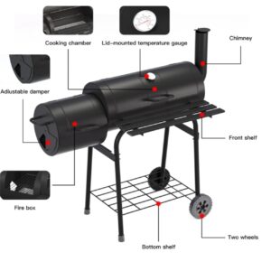 Charcoal grills gas grill weber grill Charcoal Grill Barbecue Oven with Side Fire Box and Offset Smoker, BBQ Outdoor Picnic, Camping, Patio Backyard Cooking