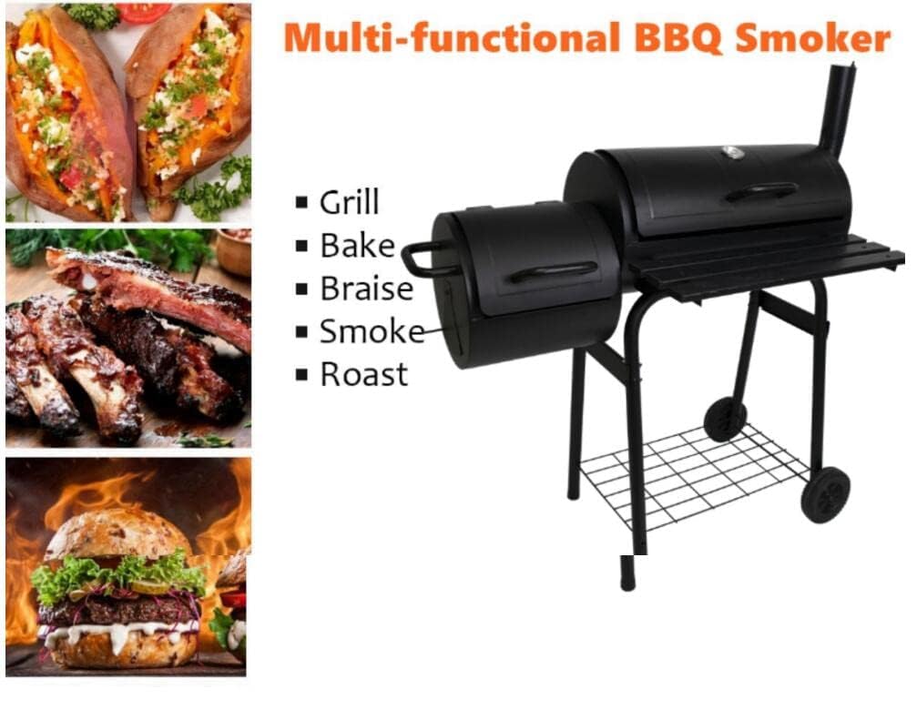 Charcoal grills gas grill weber grill Charcoal Grill Barbecue Oven with Side Fire Box and Offset Smoker, BBQ Outdoor Picnic, Camping, Patio Backyard Cooking