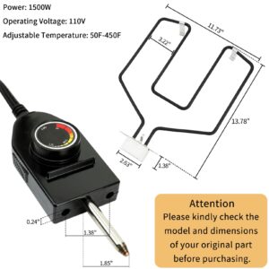 SUONA Electric Smoker and Grill Heating Element Replacement with Adjustable Thermostat Cord Controller, 1500 Watt Heating Element for Masterbuilt Smoker & Turkey Fryers and Most Electric Smokers