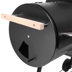 Smaworld Charcoal Smoker Grill BBQ - Outdoor Portable Camping Stove Camp Kitchen Essentials Grills Outdoor Cooking Rack with Cover and Wheels Black