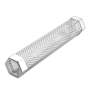 fixturedisplays® smoker tube stainless steel bbq gas grill smoker tube mesh tube pellets smoke box barbecue accessory (2 inches hex 11.8 inches length) 15742-nf