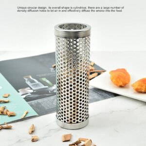 Cylindrical Fruit Wood Pellet Smoker Tube for Outdoor Camping and BBQ (15.3cmx5.3cm)