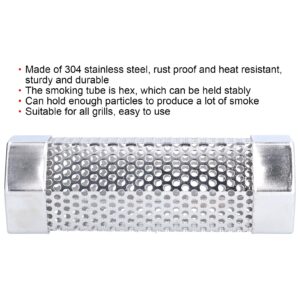 Smoker Tube, 304 Stainless Smoker Tube, Barbecue Smoke Generator Steel Portable Hex Stable Barbecue Smoke Generator Pipe for Cold Hot Smoking Grilled Foods (Length 15.4CM*Height