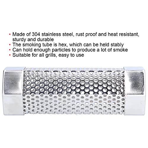 Smoker Tube BBQ Grill Pipe 304 Generator Pipe Box Hex Smoke Box Smoke Tube for Tools Fruitwood Stainless Steel Grilling Smokers (Length 15.4CM*Height 5CM [Order Choice: Hexagonal)