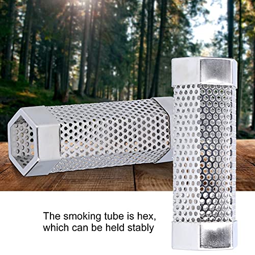 Smoker Tube BBQ Grill Pipe 304 Generator Pipe Box Hex Smoke Box Smoke Tube for Tools Fruitwood Stainless Steel Grilling Smokers (Length 15.4CM*Height 5CM [Order Choice: Hexagonal)