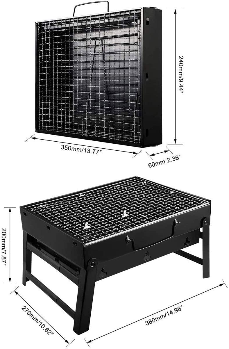 Barbecue Grill, Portable Folding Charcoal Barbecue Desk Tabletop Outdoor Stainless Steel Smoker BBQ for Picnic Garden Terrace Camping Travel