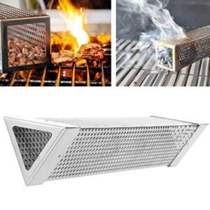 BORDSTRACT 12in BBQ Smoker Tube, Large 304 Stainless Steel Outdoor Barbecue Smoker, Charcoal Smoking Box Barbecue Tools for Any Grill or Smoker, Hot or Cold Smoking(Triangular‑Shaped 12in)