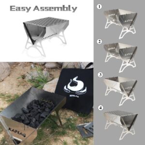 KPALAG Big Size Detachable Charcoal Grill, Portable BBQ Grill, Foldable Camping Fire Grill，Heavy Duty Outdoor Grill Smoker, Fire Pit for Camping, Outdoor Heating, and Picnic With Carry Bag