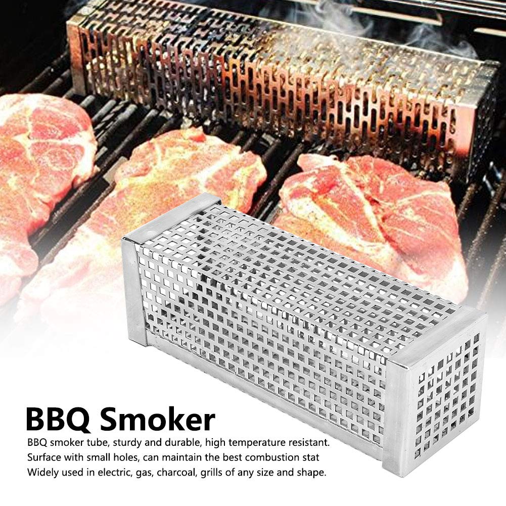 Pellet Smoker Tube, Stainless Steel BBQ Wood Pellet Tube SmokerBBQ Grill Smoker Tube Tools Outdoor railingsbecue Accessory for Grilled Foods