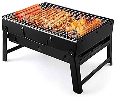 BBQ Grill Outdoor Barbecue Grill Charcoal Grill Barbecue Portable BBQ - Stainless Steel Folding Grill Tabletop Outdoor Smoker BBQ for Picnic Garden Terrace Camping Travel 15.35''x11.41''x2.95''