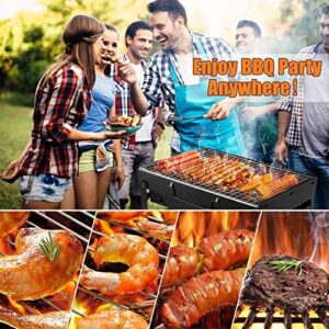 BBQ Grill Outdoor Barbecue Grill Charcoal Grill Barbecue Portable BBQ - Stainless Steel Folding Grill Tabletop Outdoor Smoker BBQ for Picnic Garden Terrace Camping Travel 15.35''x11.41''x2.95''