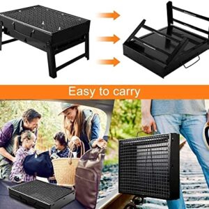 BBQ Grill Outdoor Barbecue Grill Charcoal Grill Barbecue Portable BBQ - Stainless Steel Folding Grill Tabletop Outdoor Smoker BBQ for Picnic Garden Terrace Camping Travel 15.35''x11.41''x2.95''