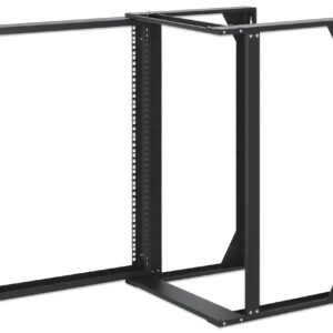 Intellinet 15U 19" 2 Post Open Frame Server Wall Mount Rack - 180 Degree Gate Swing, Flatpacked, Antistatic Powder Coated Steel – for IT Network Equipment & AV Devices – 3 Yr Mfg Warranty – 716208