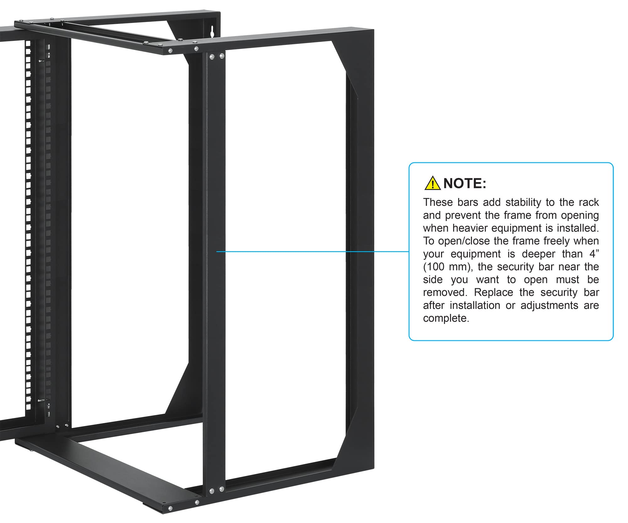 Intellinet 15U 19" 2 Post Open Frame Server Wall Mount Rack - 180 Degree Gate Swing, Flatpacked, Antistatic Powder Coated Steel – for IT Network Equipment & AV Devices – 3 Yr Mfg Warranty – 716208