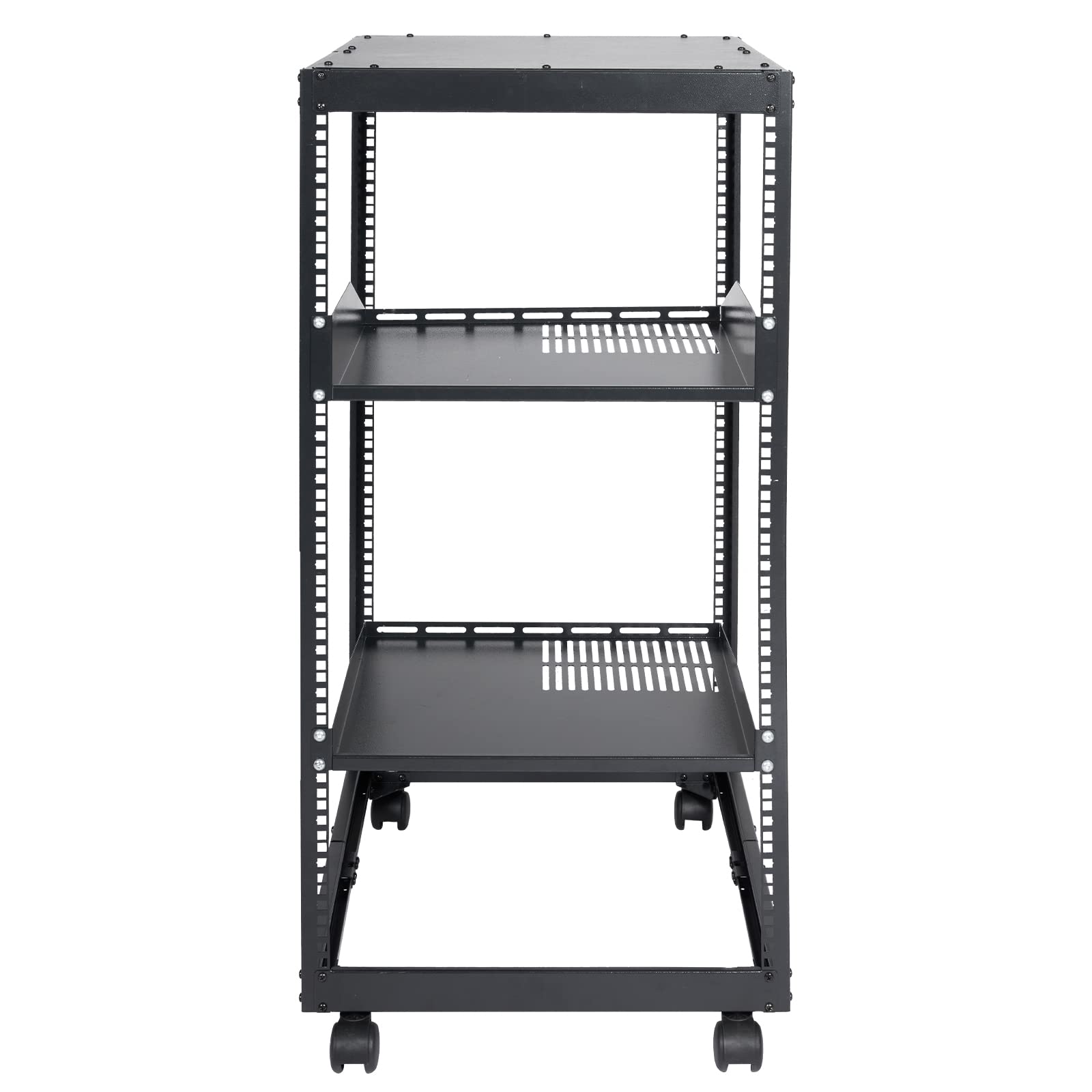 VEVOR 20U Open Frame Server Rack, 23''-40'' Adjustable Depth, Free Standing or Wall Mount Network Server Rack, 4 Post AV Rack with Casters, Holds All Your Networking IT Equipment AV Gear Router Modem