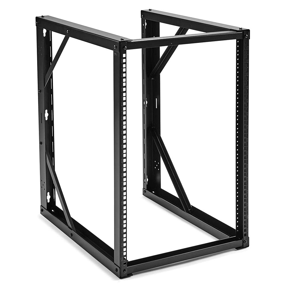 NavePoint 15U Open Frame Wall Mount Server Rack for 19" Networking IT Equipment & A/V Gear, 24.81" Depth, 330 lbs Weight Capacity, 12-24 Threaded