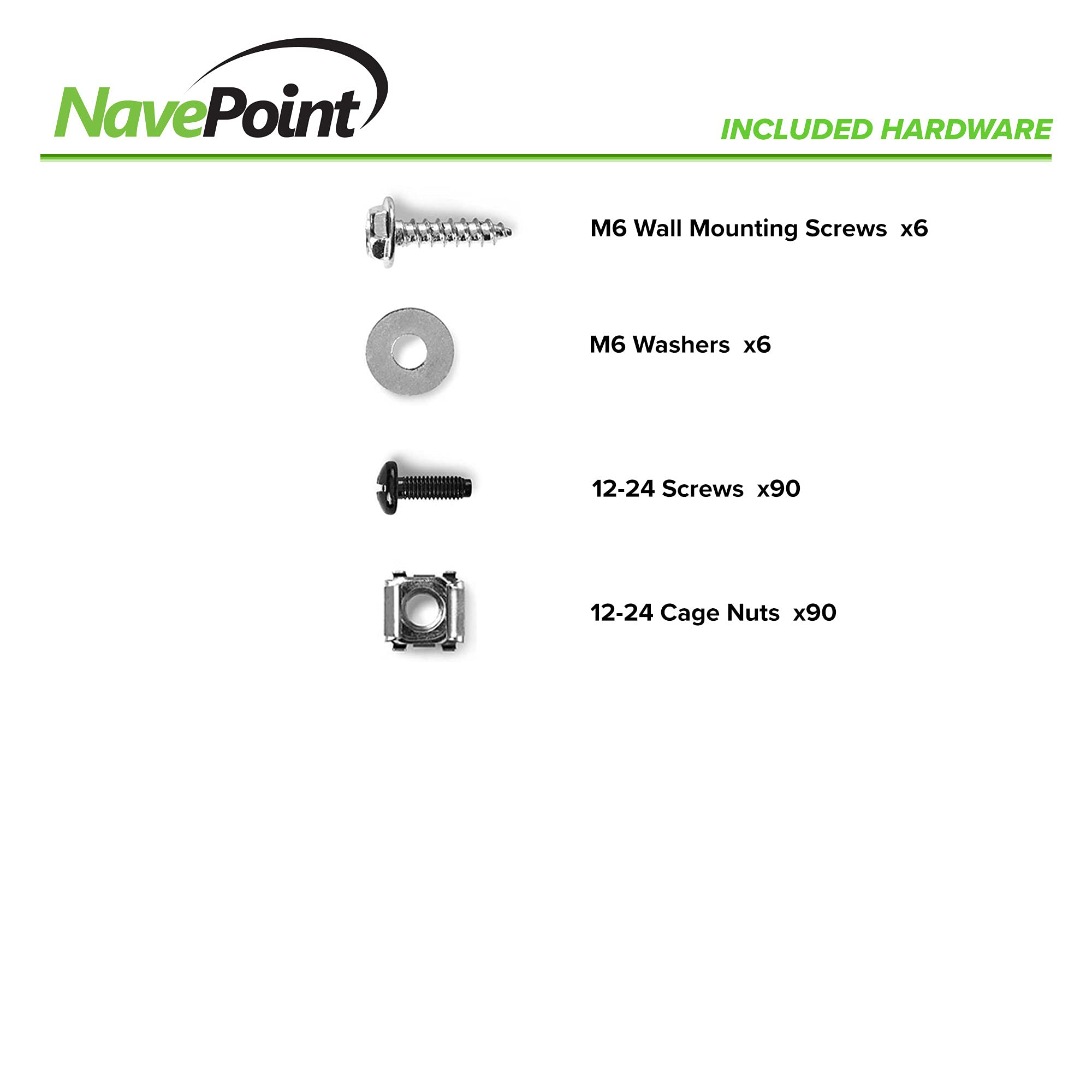 NavePoint 15U Open Frame Wall Mount Server Rack for 19" Networking IT Equipment & A/V Gear, 24.81" Depth, 330 lbs Weight Capacity, 12-24 Threaded