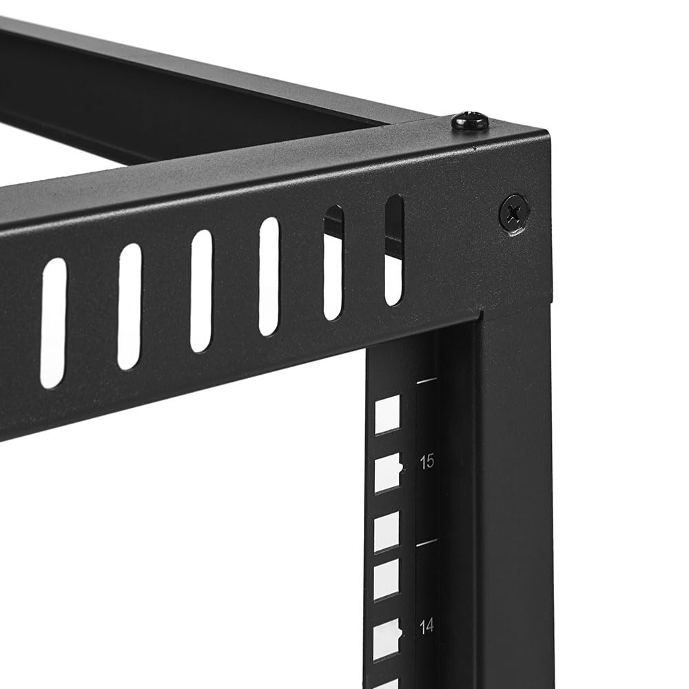 NavePoint 15U Wall Mount Server Rack with Hinged Back, 4-Post 24” Deep, Rear Swing Frame 15U Network Rack Wall Mount for 19 Inch Equipment AV IT Easy Cable Management, Black