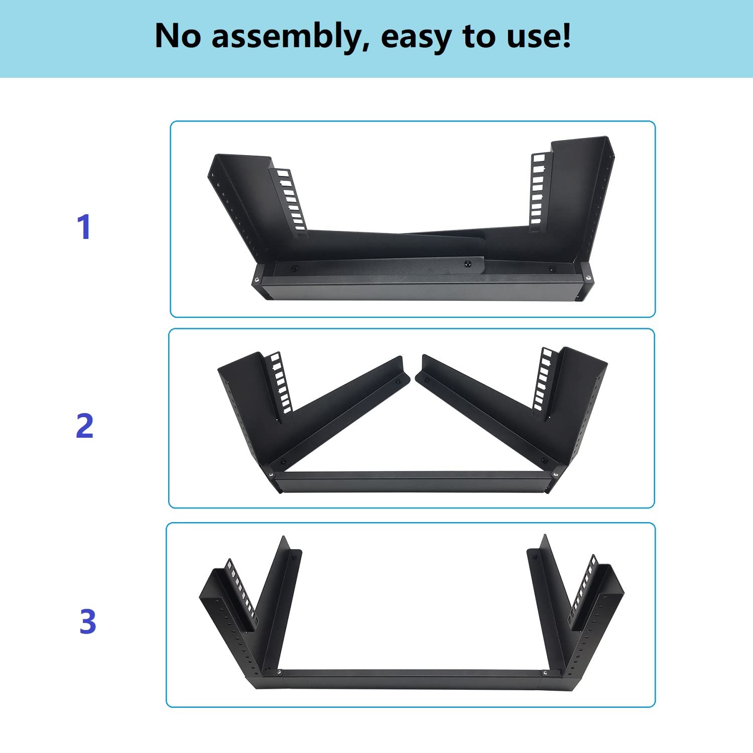 JINGCHENGMEI 4U Desktop Server Rack 19 inches Open Frame Rack- 2 Post Free-Standing Rack Switch Depth for Patch Panel, Data, AV, IT,Studio or Computer Equipment (JCM-DT4URack)