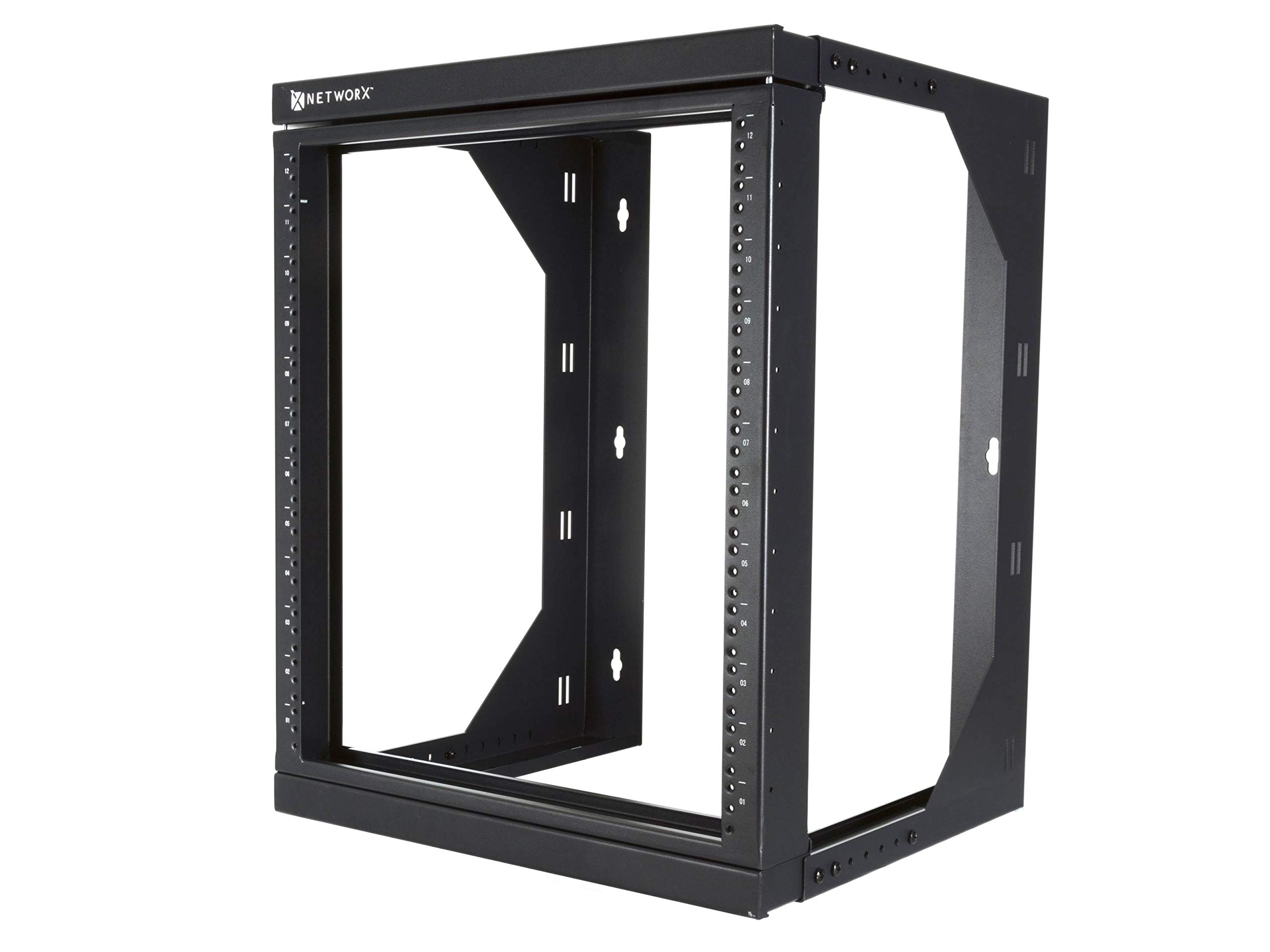 Networx 18U Adjustable Depth Open Frame Swing Out Wall Mount Rack - 301 Series, Flat Packed