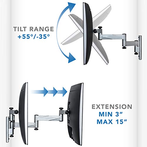 Mount-It! RV TV Mount, Lockable Full Motion TV Wall Mount Designed Specifically for RV or Mobile Home Use Single Arm Tilting and Swiveling 42 Inches Max, 33 Lb Capacity, VESA 200 Compatible