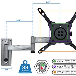 Mount-It! RV TV Mount, Lockable Full Motion TV Wall Mount Designed Specifically for RV or Mobile Home Use Single Arm Tilting and Swiveling 42 Inches Max, 33 Lb Capacity, VESA 200 Compatible