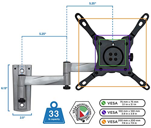 Mount-It! RV TV Mount, Lockable Full Motion TV Wall Mount Designed Specifically for RV or Mobile Home Use Single Arm Tilting and Swiveling 42 Inches Max, 33 Lb Capacity, VESA 200 Compatible