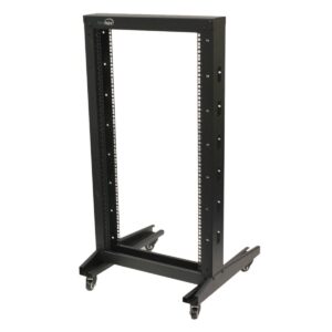 NavePoint 22U 2 Post Open Frame Server Rack with Casters for 19 Inch Equipment, Networking, and IT Devices, 2-Post Rack 330lbs Weight Capacity, Black