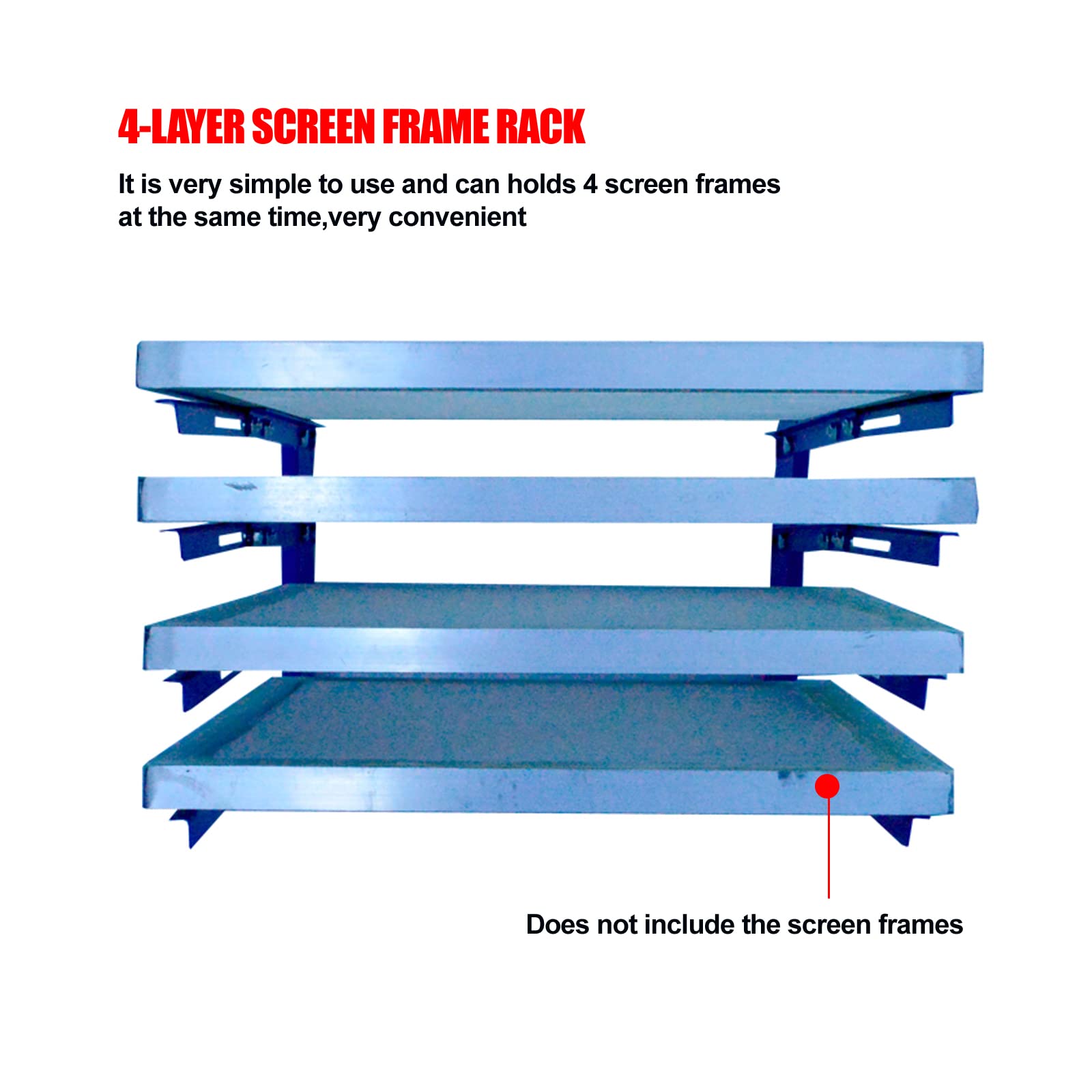 TIANIUSEEN Screen Printing Drying Rack 4 Layers Wall Mounted Adjustable Screen Frame Rack Shelf Storage Screen Frame Holder