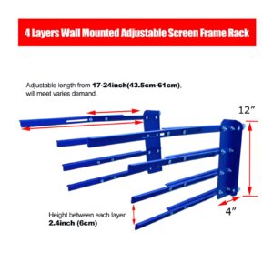 TIANIUSEEN Screen Printing Drying Rack 4 Layers Wall Mounted Adjustable Screen Frame Rack Shelf Storage Screen Frame Holder