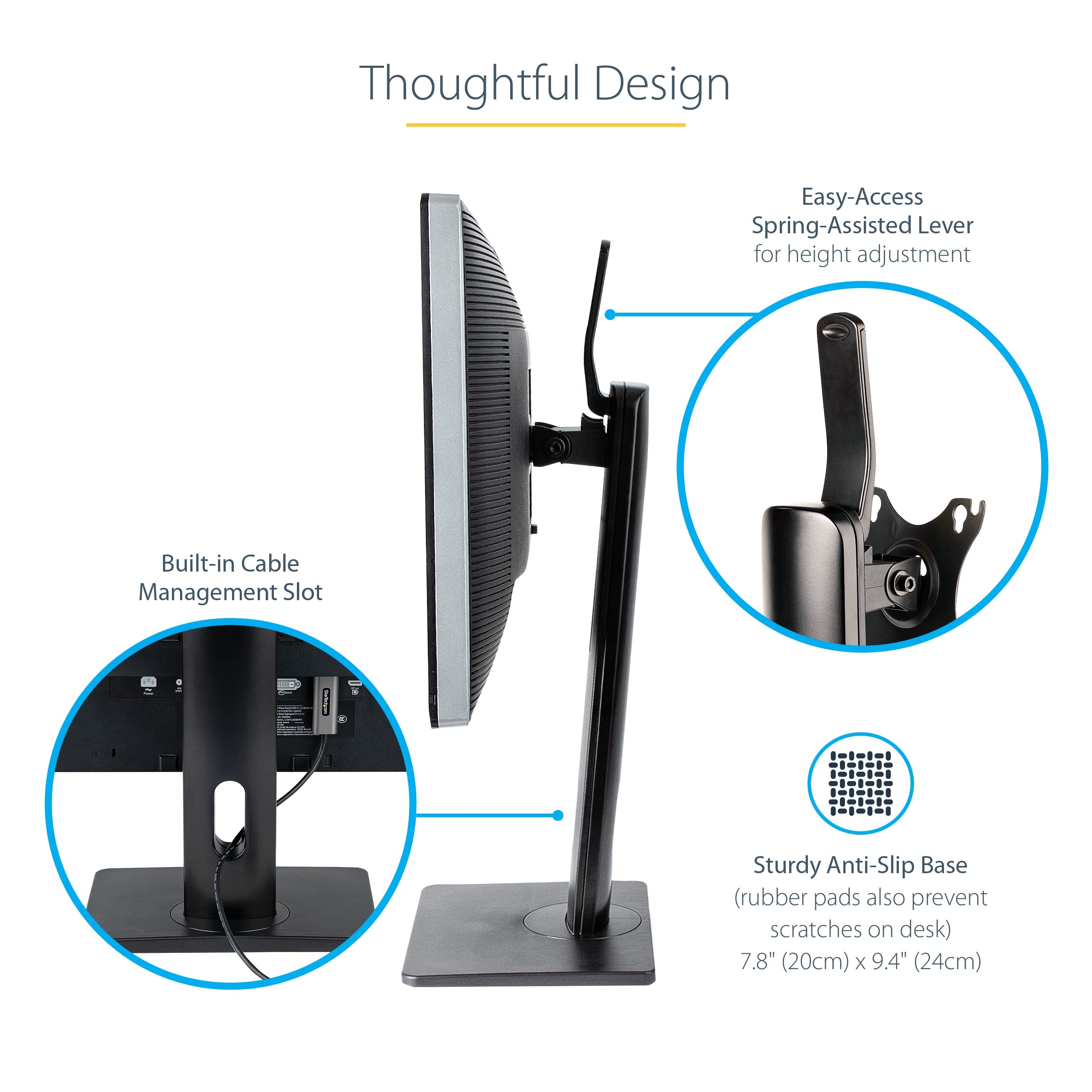 StarTech Monitor Stand, 22.4"x7.9"x9.4", Black