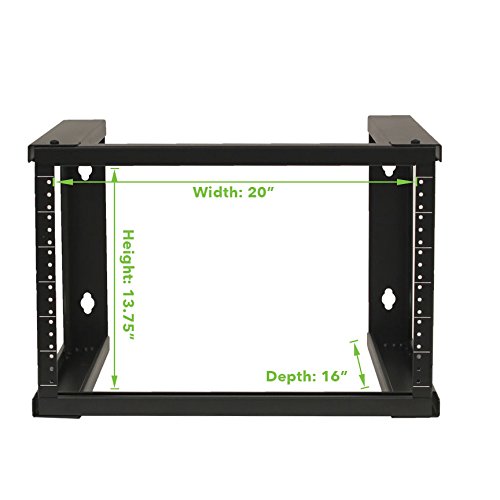 NavePoint 6U Wall Mount Rack - 6U Server Rack for 19 Inch IT Equipment Open Frame Rack – 6U Network Rack for AV & Server Equipment 16” Deep 6U Rack, Black