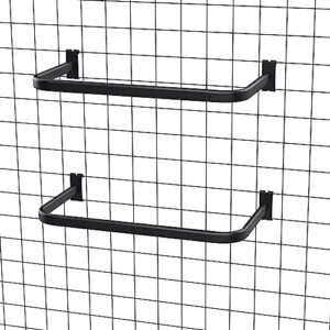 2 Pack Gridwall U-Shaped Hangrail Grid Wall Tubing Handrail 24 Inch Wide Black Metal Handrail for Grid Wall Retail Displays Bracket Clothing Rack Home Use (2, Black)