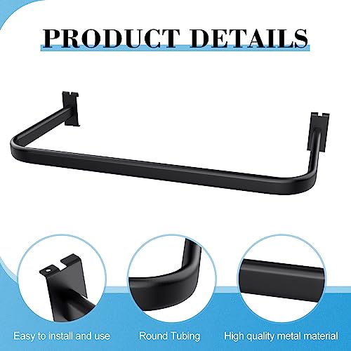 2 Pack Gridwall U-Shaped Hangrail Grid Wall Tubing Handrail 24 Inch Wide Black Metal Handrail for Grid Wall Retail Displays Bracket Clothing Rack Home Use (2, Black)