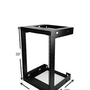 Raising Electronics 15U Wall Mount Open Frame 19 Inch Server Equipment Rack Threaded 15 Inch depth Black (15U)