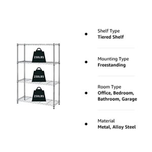 HCY 4-Tier, Shelf Heavy Duty, Shelving Unit NSF Height Adjustable Metal Storage Rack for Laundry Bathroom Kitchen Garage Pantry Organization 1000 LBS Capacity -14''x36''x54'' (Chrome)