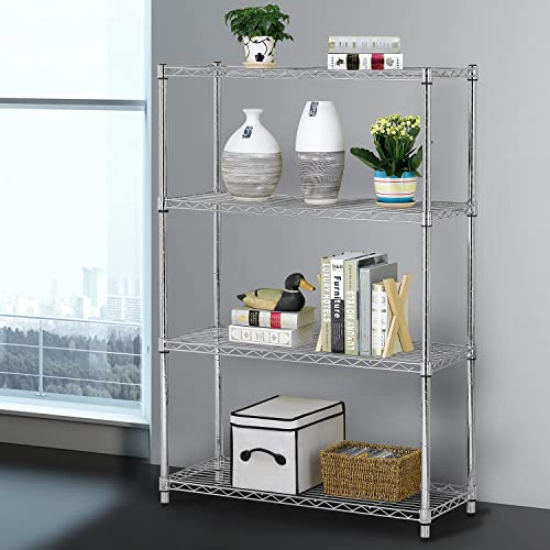 HCY 4-Tier, Shelf Heavy Duty, Shelving Unit NSF Height Adjustable Metal Storage Rack for Laundry Bathroom Kitchen Garage Pantry Organization 1000 LBS Capacity -14''x36''x54'' (Chrome)