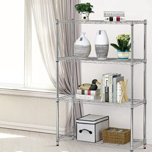 HCY 4-Tier, Shelf Heavy Duty, Shelving Unit NSF Height Adjustable Metal Storage Rack for Laundry Bathroom Kitchen Garage Pantry Organization 1000 LBS Capacity -14''x36''x54'' (Chrome)