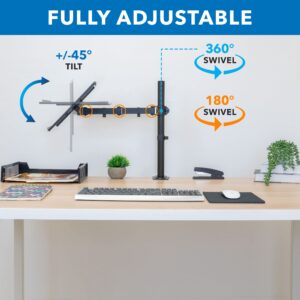 Mount-It! Laptop Desk Mount, Fully Adjustable Ergonomic Laptop Arm with Vented Tray, Cable Management, Clamp and Grommet Base, Fits Laptops up to 17 Inches, Black