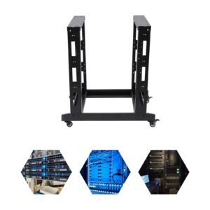 Open Frame Server Rack 15U 19-inch Rolling Server/Audio Rack Free Standing 4 Post Network/Computer Equipment Data Rack on Wheels (Black)