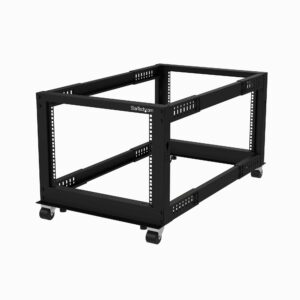 8u 19" open frame server rack - compact 4 post adjustable depth (22-40") mobile - free standing network/computer equipment data rack - dell poweredge hp proliant thinkserver