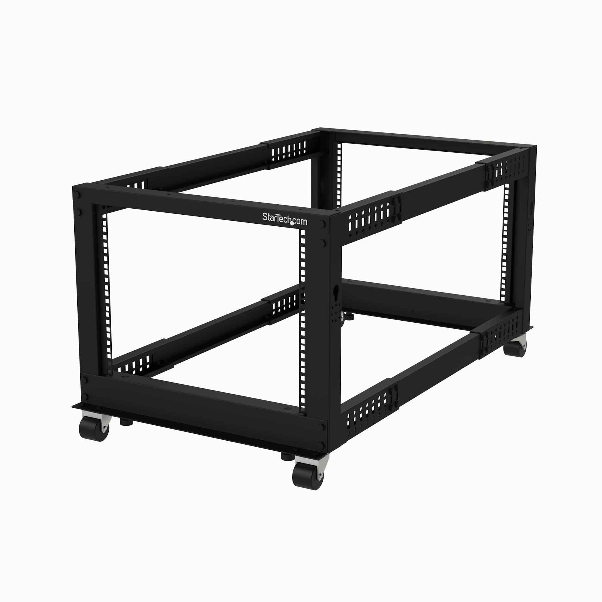 8U 19" Open Frame Server Rack - Compact 4 Post Adjustable Depth (22-40") Mobile - Free Standing Network/Computer Equipment Data Rack - Dell PowerEdge HP ProLiant ThinkServer