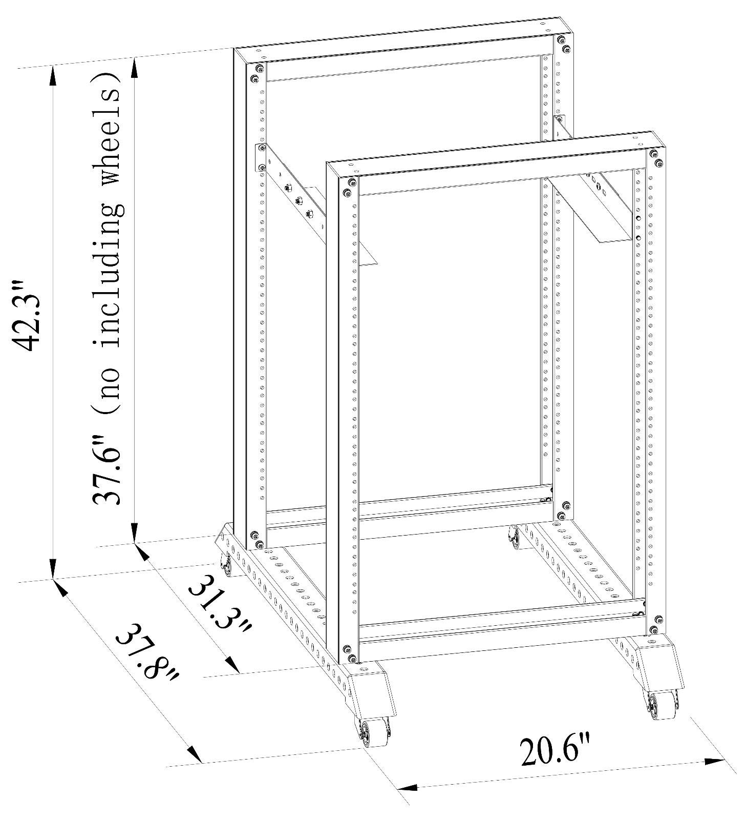 RAISING ELECTRONICS 20U 3FT 4 Post Open Frame 19inch Server Rack 31inchDeep